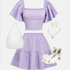 Teen Girls Lavender Top & Skirt Set